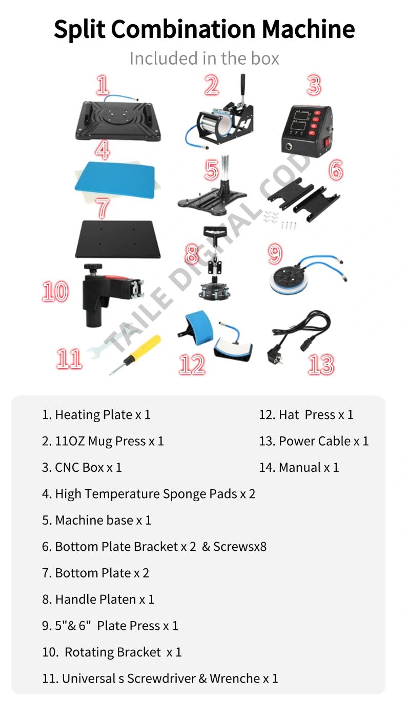 29x38cm combo heat press machine 5-in-1