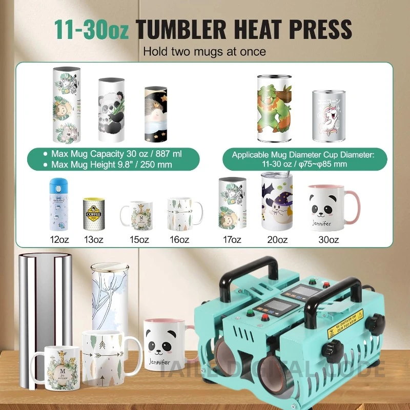 2-in-1 double stations 30oz tumbler heat press machine