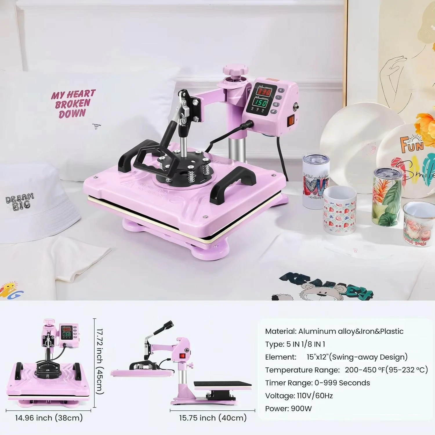 5 in 1 digital heat press machine