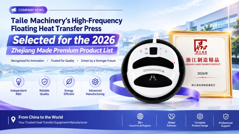 Taile Machinery’s High-Frequency Floating Heat Transfer Press Selected for the 2026 Zhejiang Made Premium Product List (1) Taile Machinery’s High-Frequency Floating Heat Transfer Press Selected for the 2026 Zhejiang Made Premium Product List